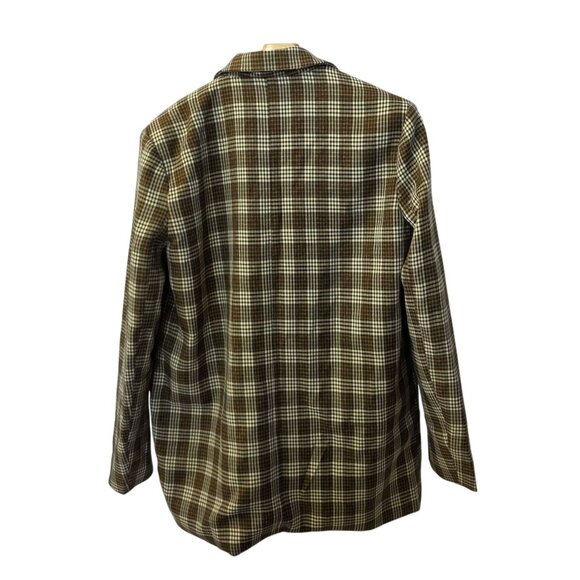 Urban Threads Womens Plaid Blazer Jacket Brown/White S - Picture 4 of 10
